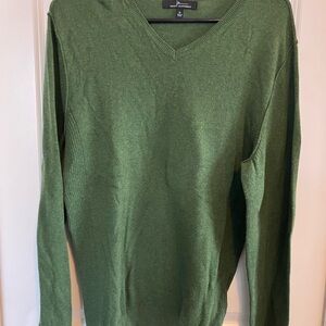 Men's Olive Green V-Neck Sweater